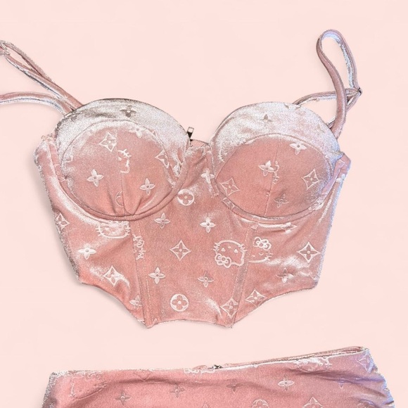 Dolls Kill Pink Velvet Two-Piece Dress - Picture 3 of 5